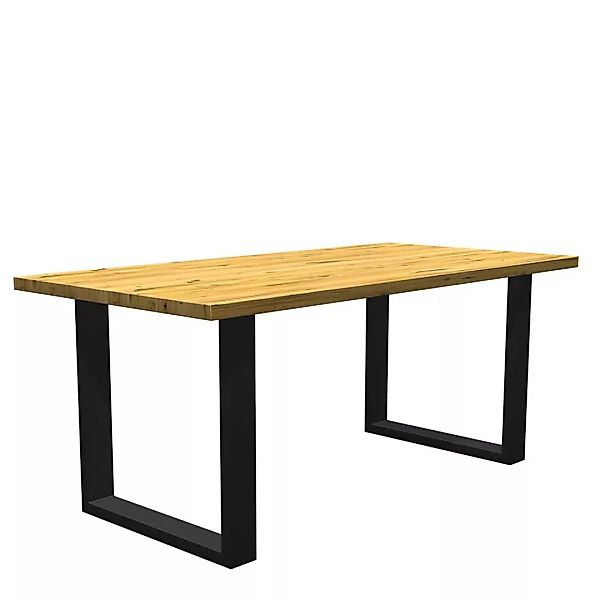 Tisch aus Eiche und Metall mit Bügelgestell 77 cm hoch günstig online kaufen