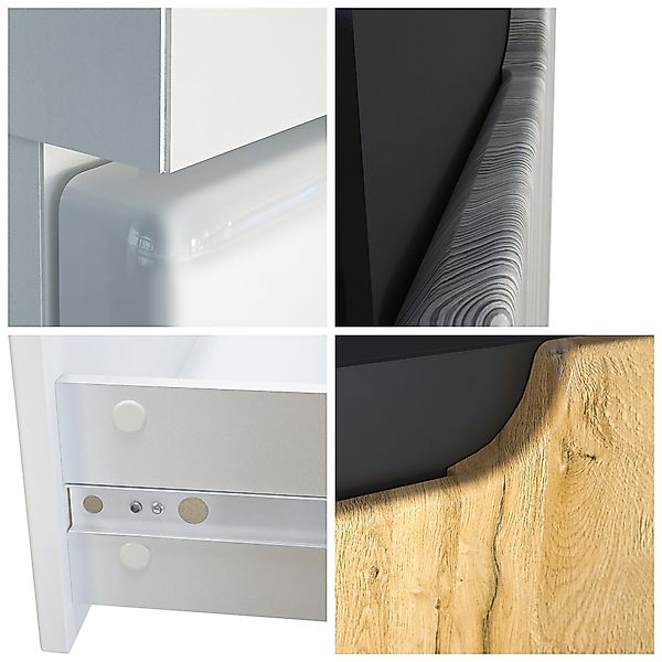 Vladon Sideboard Sintra V1 (Kommode, mit 2 Türen und 4 Schubladen), Weiß ma günstig online kaufen