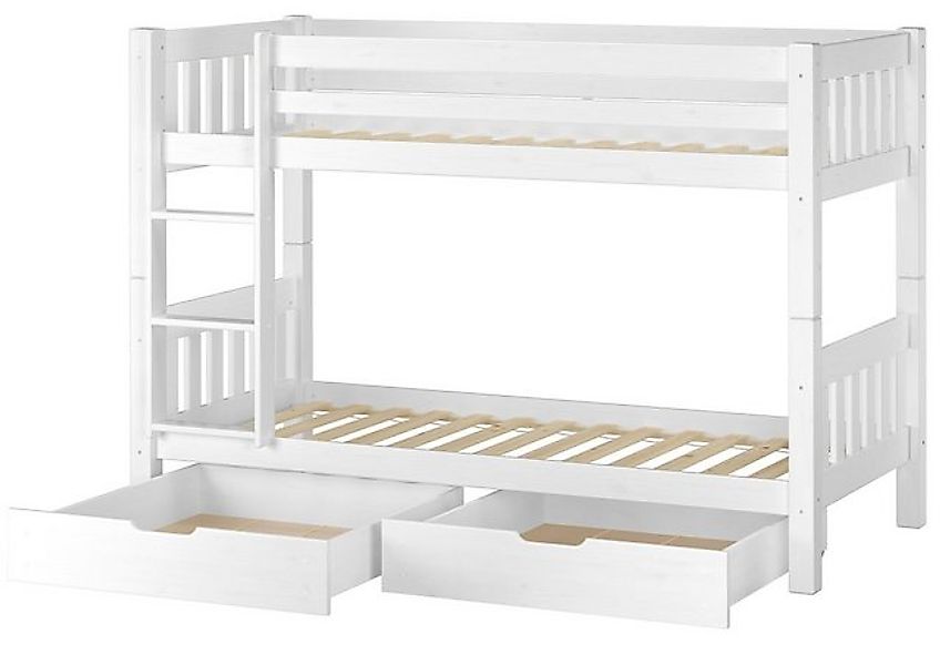 ERST-HOLZ Etagenbett Hochbett Kinderetagenbett aus Kiefer Weiß 2 Rollroste günstig online kaufen