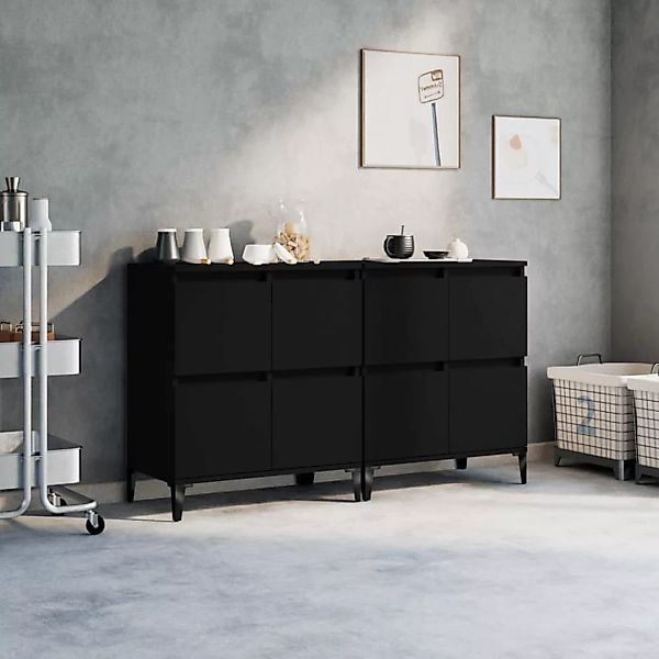 Vidaxl Sideboards 2 Stk. Schwarz 60x35x70 Cm Holzwerkstoff günstig online kaufen