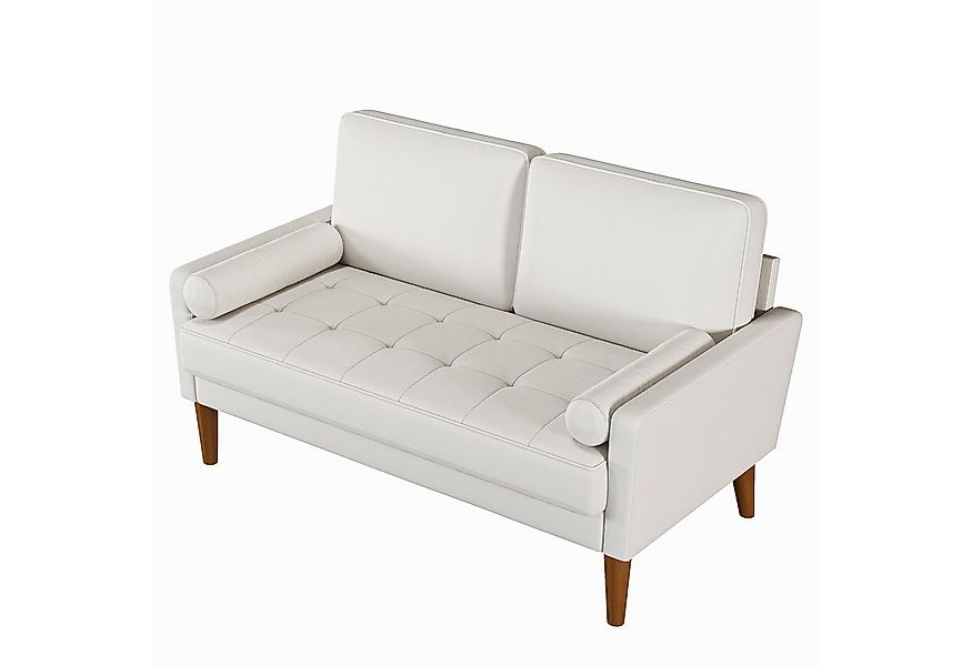 OUNUO Sofa 121cm Kleines Loveseat Sofa, Samtcouch mit 2 Wurfkissen günstig online kaufen