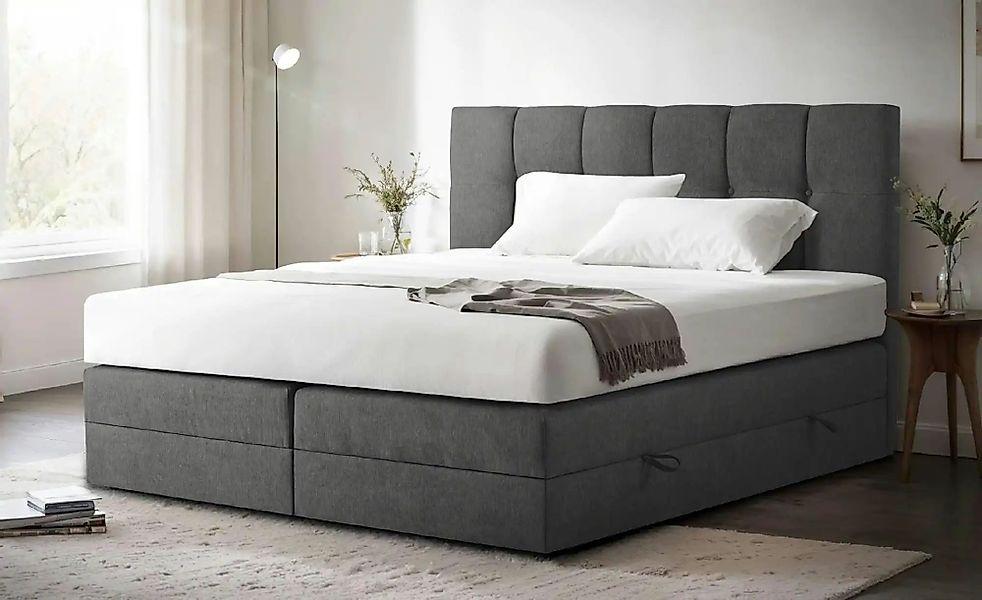 Boxspringbett mit Bettkasten Leeds ¦ grau ¦ Maße (cm): B: 160 H: 121 Betten günstig online kaufen