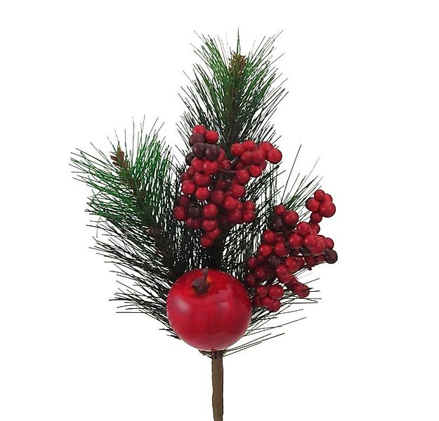 Kunstzweig Künstlicher MIX-TANNENZWEIG ca 36cm. mit roten APFEL u. BEEREN, günstig online kaufen