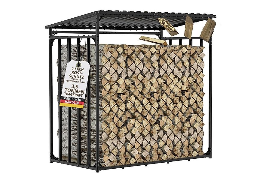 LAWA Living and Lifestyle Kaminholzregal Metall 1m tief mit Dach Garten Bre günstig online kaufen