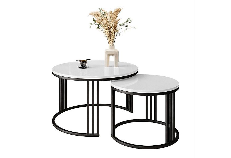 Lookway Couchtisch LORI 2in1 mit Hochglanz Platte (2er Set), Durchmesser: ⌀ günstig online kaufen