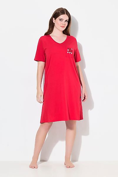 Ulla Popken Bigshirt Bigshirt Herzmotiv V-Ausschnitt günstig online kaufen