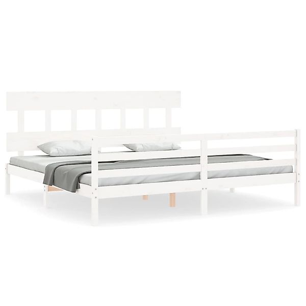 vidaXL Massivholzbett mit Kopfteil Weiß 200x200 cm 3195177 günstig online kaufen