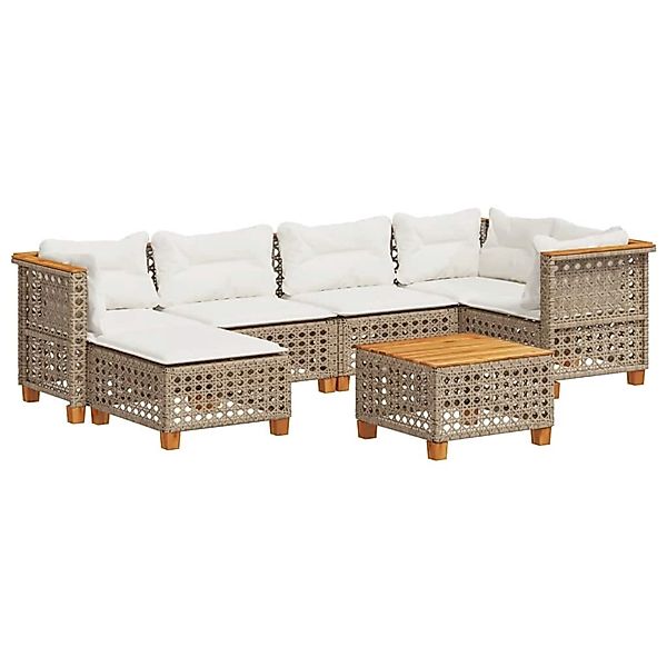 vidaXL 7-Tlg Garten-Sofagarnitur mit Kissen Beige Poly Rattan 3261922 günstig online kaufen