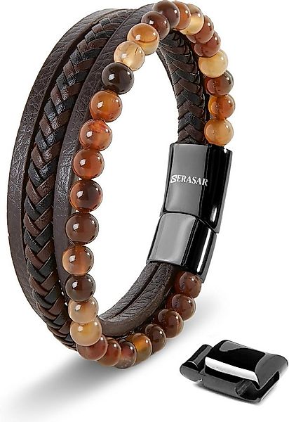SERASAR Lederarmband "Stone" mit Edelstahl-Magnetverschluss, Natursteinperl günstig online kaufen
