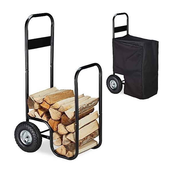 relaxdays Kaminholzkorb Kaminholzwagen mit Plane günstig online kaufen