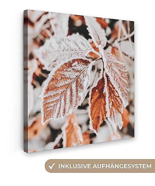 OneMillionCanvasses® Leinwandbild Laub - Eis - günstig online kaufen