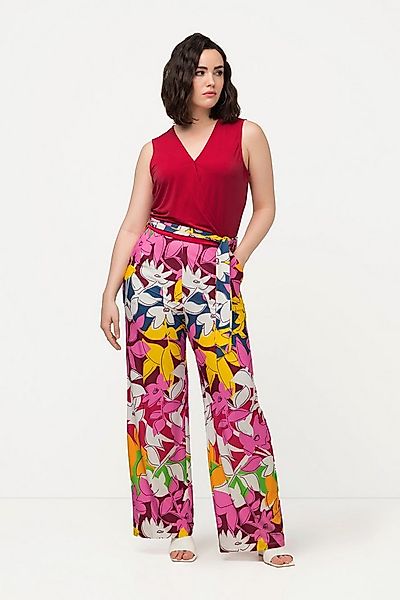 Ulla Popken Funktionshose Jersey-Overall weites Bein Gürtel V-Ausschnitt günstig online kaufen