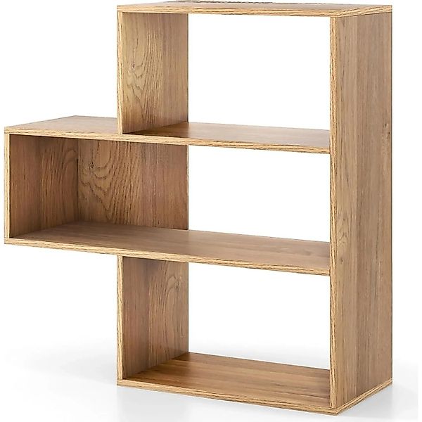 Costway Bücherregal Holz mit 3 Ebenen mit Kippschutz mit A-Konvex günstig online kaufen