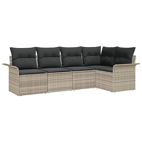 vidaXL Gartensofa-set mit Kissen 5-Tlg Poly-Rattan 3345362 günstig online kaufen