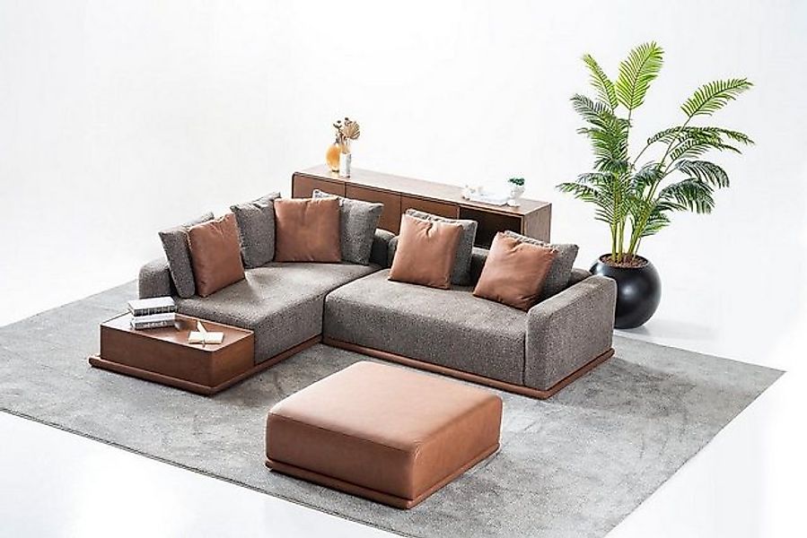 Xlmoebel Ecksofa Luxuriöses Möbelset für das Wohnzimmer: Graues Sofa in L-F günstig online kaufen