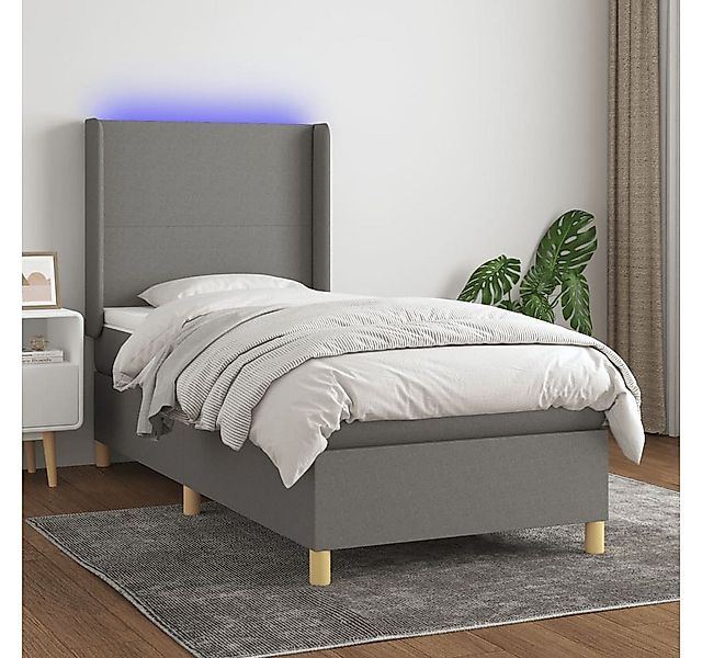 vidaXL Boxspringbett Boxspringbett mit Matratze LED Dunkelgrau 90x190 cm St günstig online kaufen