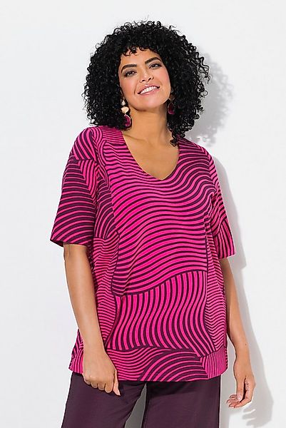 Ulla Popken T-Shirt T-Shirt grafischer Druck A-Linie V-Ausschnitt günstig online kaufen