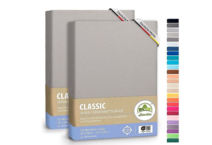 leevitex® Spannbettlaken Spannbettlaken, Mako-Jersey, Gummizug: rundum, (2 günstig online kaufen