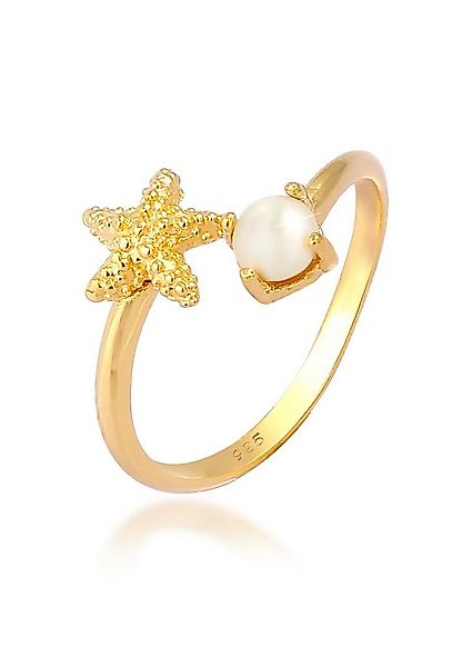 Elli Perlenring Seestern Süsswasserperle Verstellbar 925 Silber, Seestern günstig online kaufen