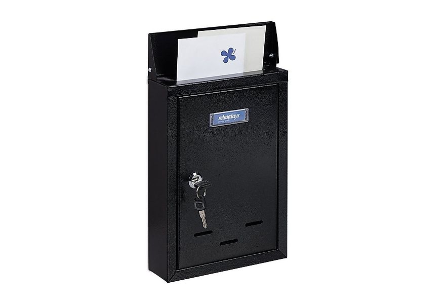 relaxdays Briefkasten mit Namensschild, schwarz günstig online kaufen