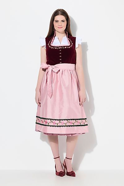 Ulla Popken Dirndl Samt-Dirndl Stickerei Carré-Ausschnitt günstig online kaufen