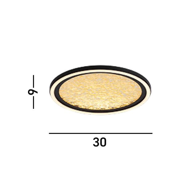 LED-Deckenlampe Luna, Ø 30 cm, schwarz/goldfarben, Metall günstig online kaufen