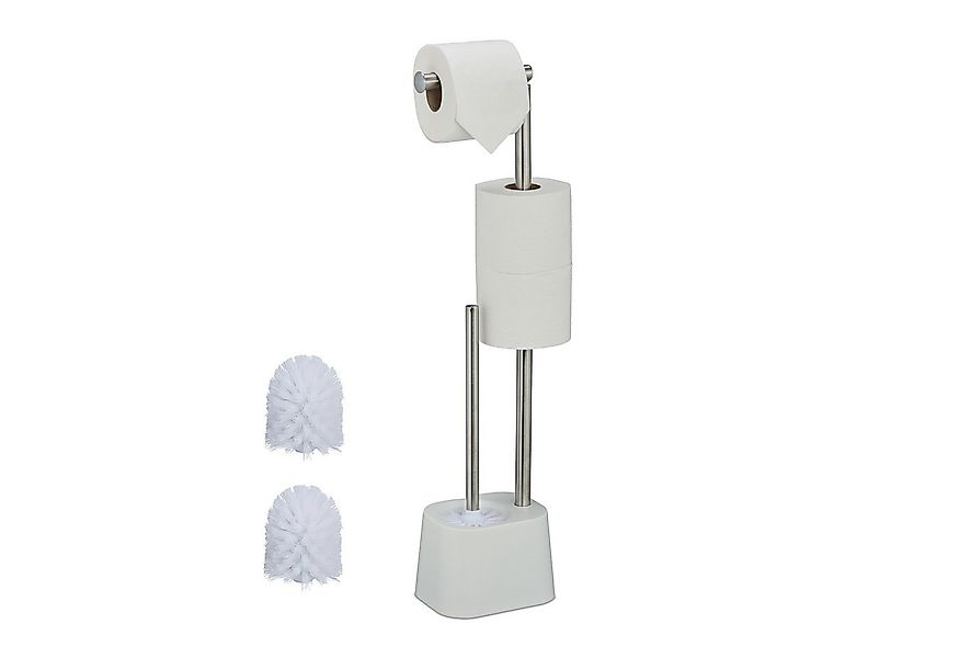 relaxdays WC-Garnitur Edelstahl, (3-tlg), weiß günstig online kaufen