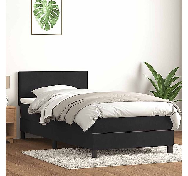 vidaXL Boxspringbett, Boxspringbett mit Matratze Schwarz 90x210 cm Samt günstig online kaufen