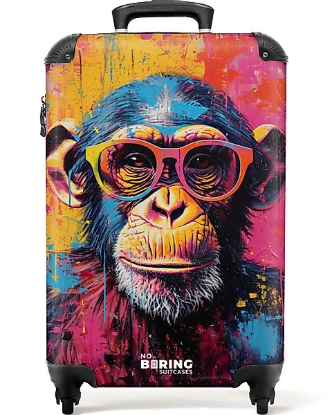 NoBoringSuitcases.com© Hartschalen-Trolley Schimpanse mit Brille im günstig online kaufen