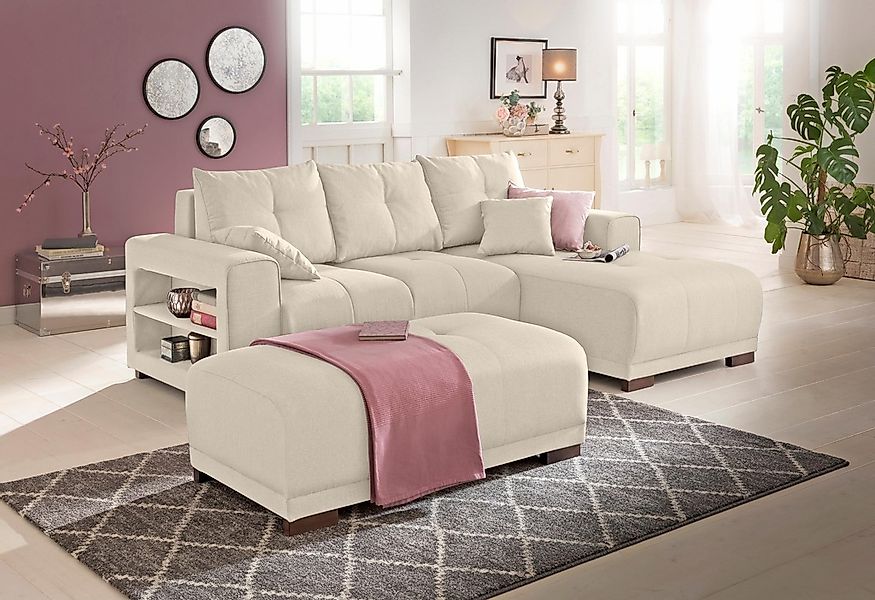 Home affaire Ecksofa »Viborg L-Form«, mit Regal in der Armlehne, wahlweise günstig online kaufen