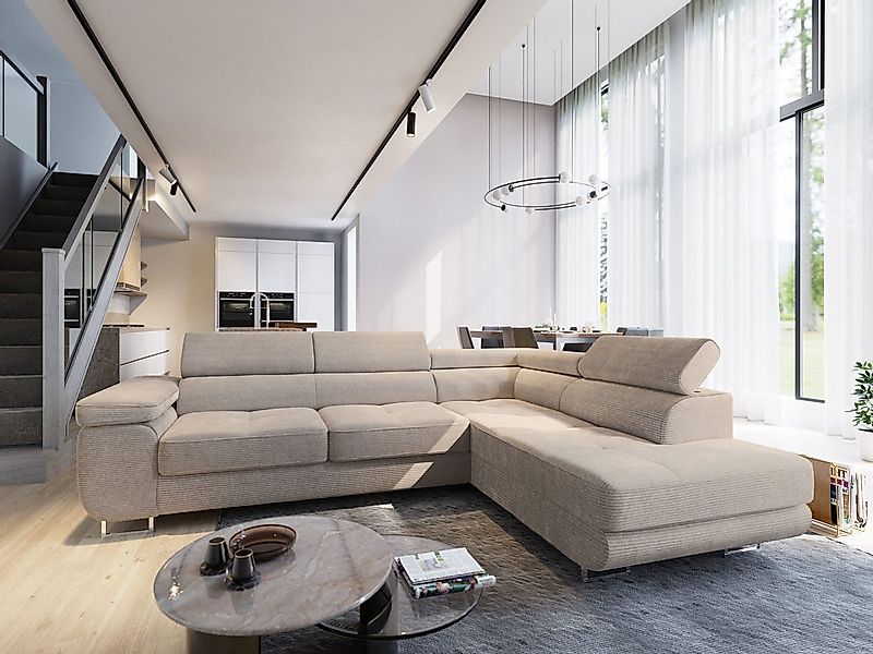 Masseno Ecksofa APIRO mit Schlaffunktion L-Form, Sofa mit Bettkasten günstig online kaufen