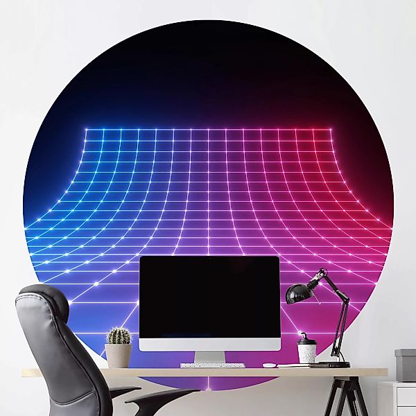 Runde Tapete selbstklebend Dreidimensionales Neonlicht günstig online kaufen