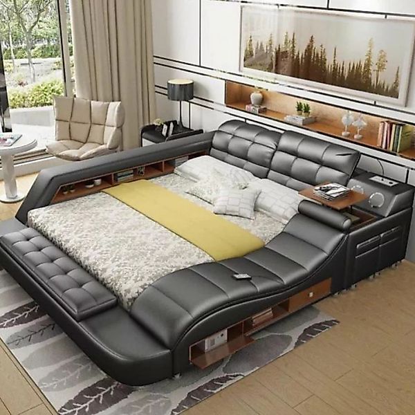 JVmoebel Bett Bett Doppel Regale Polster Betten Multifunktion mit Massagefu günstig online kaufen