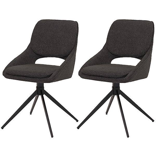 MCW Esszimmerstuhl N73 2er-Set Stoff/Textil Boucle 540g/m² Dunkelgrau günstig online kaufen