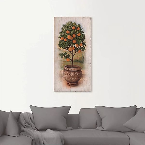 Artland Leinwandbild "Orangenbaum mit Holzoptik", Bäume, (1 St.), auf Keilr günstig online kaufen