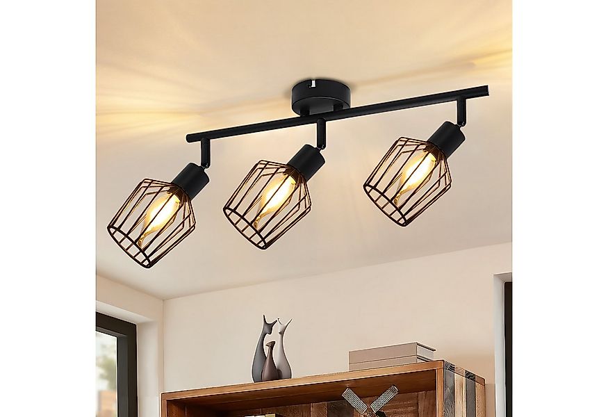 ZMH Deckenleuchte Wohnzimmer 3 Flammig Vintage E14 Deckenstrahler 90° Drehp günstig online kaufen