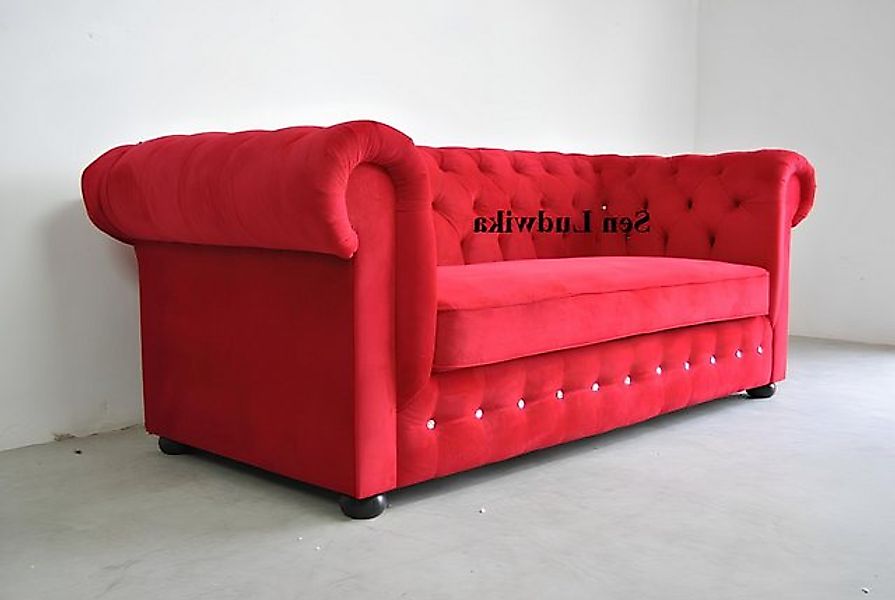 Xlmoebel Sofa Dreisitzer Chesterfield-Sofa mit rotem Samtbezug für das Wohn günstig online kaufen