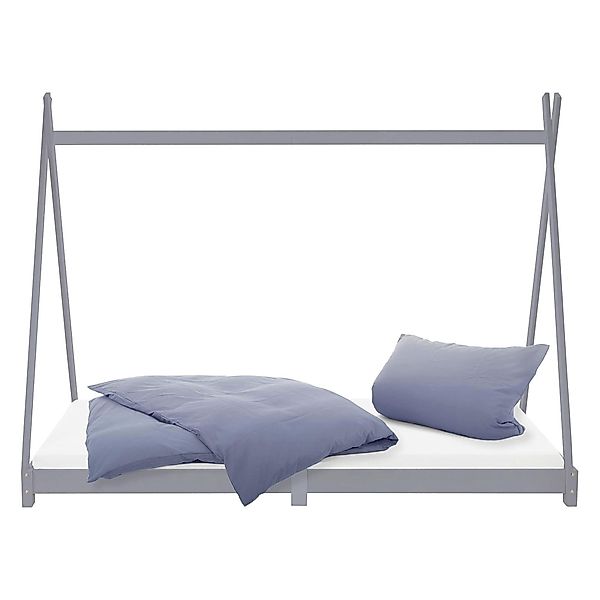 ML-Design Kinderbett Tipi Hellgrau 90x200 cm Matratze H16cm Lattenrost günstig online kaufen