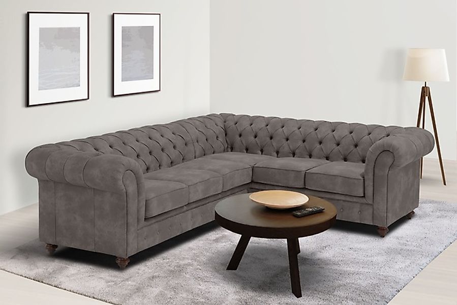 Home affaire Chesterfield-Sofa »Chesterfield Ecksofa, auch in Leder L-Form« günstig online kaufen