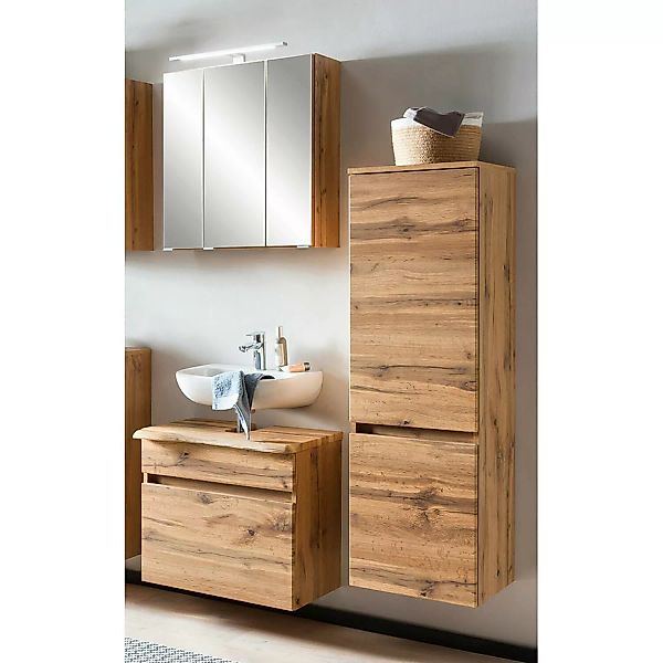 Badezimmer Set in Wotan Eiche Nb. mit Baumkante VIDAGO-03 Spiegelschrank un günstig online kaufen