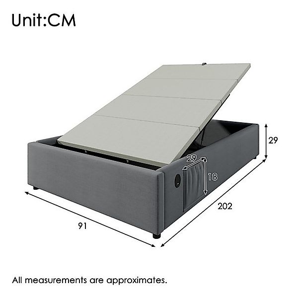 STILVORA Polsterbett Jugendbett 90x200cm mit Struraum,Einzelbett Flachbett günstig online kaufen