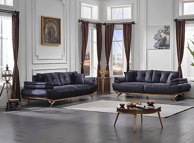 JVmoebel Sofa Luxuriöse 2x Sofa Dreisitzer Wohnzimmer Textil Komplett 3+3 S günstig online kaufen