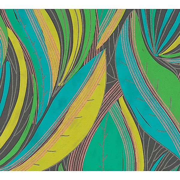 A.S. Creation Vliestapete Blätter Floral Modern 10,05 m x 0,53 m Grün-Gelb günstig online kaufen