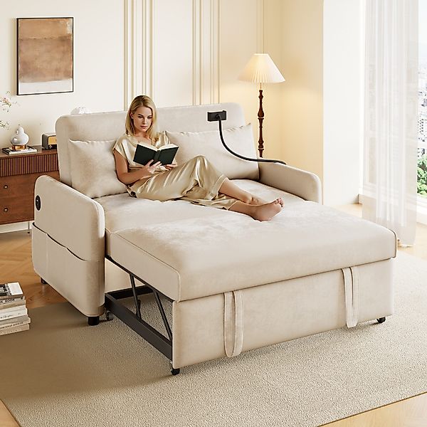 i@home Schlafsofa Doppel-Klappschlafsofa, Multifunktionssofa, Dunkelgrau/Be günstig online kaufen
