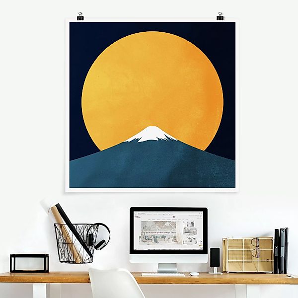 Poster Sonne, Mond und Berge günstig online kaufen