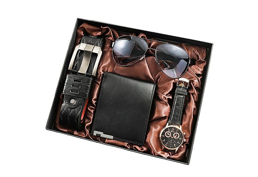 ibettertec Geldbörse 4PCS Geschenk für Männer Herrenuhr Gürtel Set (Mann Mä günstig online kaufen