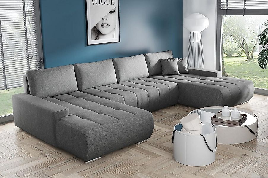 Compleo Ecksofa mit Schlaffunktion aus Velourstoff günstig online kaufen