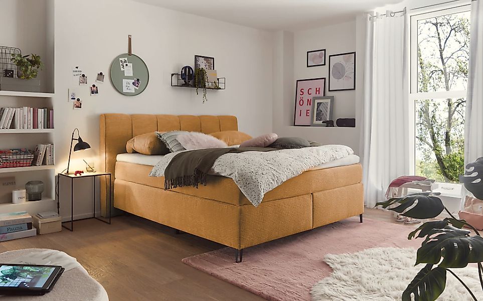 set one by Musterring Boxspringbett "Fairfield", Metallfuß schwarz, Kopftei günstig online kaufen