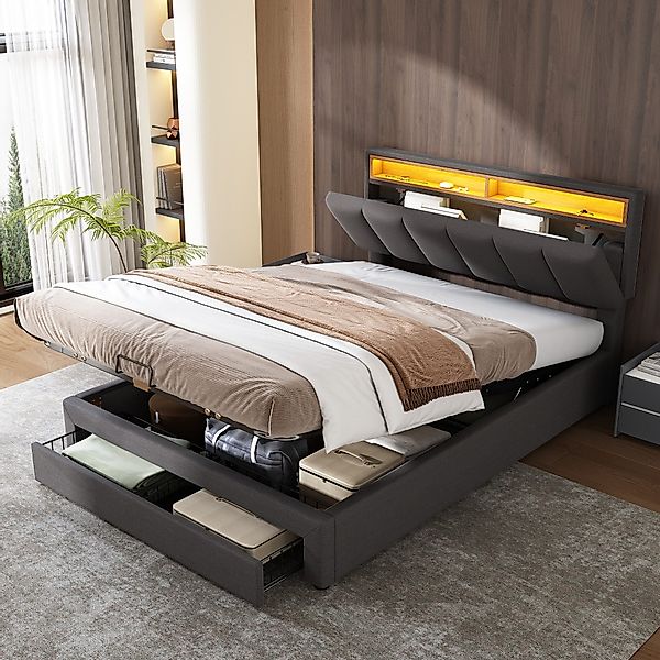 HAUSS SPOLE Polsterbett 140x190cm mit LED-Beleuchtung, günstig online kaufen