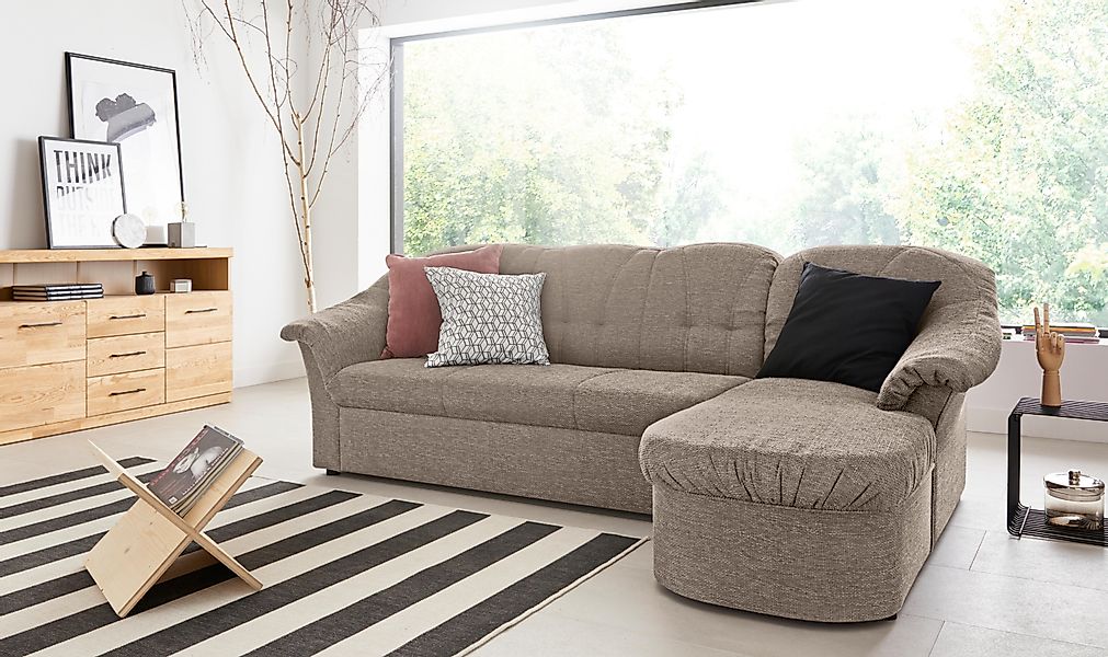 DOMO collection Ecksofa »Pegnitz, elegante Rückensteppung, kompakte Stellma günstig online kaufen